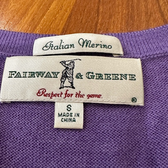 Fairway & Greene V-Neck Sweater Italian Merino in Size Small Lavender Color - Picture 3 of 5